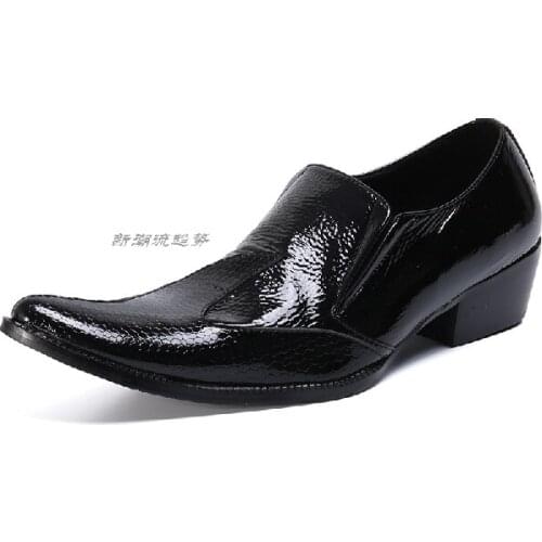 Mens dress shoes black handmade shoes metallic crocodile skin leather shoes spiked loafers men prom elegant wedding shoes