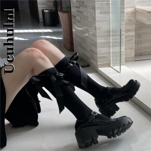Ucuhulnl Summer Thin Sexy Socks In Tube Womens Socks Japanese Sweet Bow Lolita Breathable Calf Socks Cute Student Black Gothic