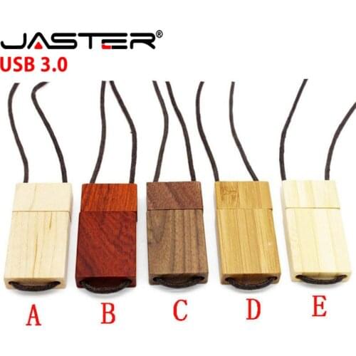 JASTER USB Flash Drives USB 3.0 LOGO laser engraving Lanyard Wooden red wood USB 4GB 8GB 16GB 32GB 64GB Memory Stick gift
