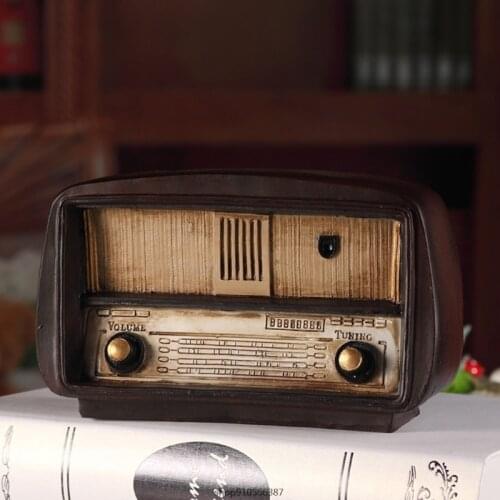 Vintage Resin Radio Model Retro Nostalgic Ornaments Old-Fashioned Bar Home Bedroom Decor Antique Birthday Gift ju1 21 Wholesales