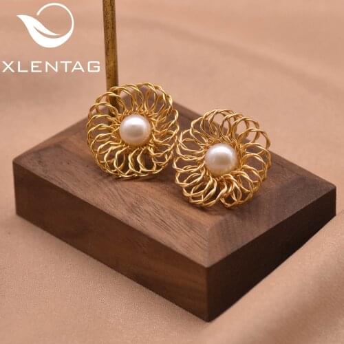 Xlentag Natural Freshwater Pearl Sutd Earrings Women Gifts Small Stud Earrings Simplicity Luxurious Handmade Jewelry GE0994
