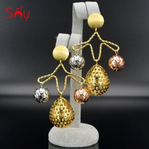 Sunny Jewelry Fashion Jewelry 2020 Drop Dangle Earrings For Women Exquisite Jewelry Triple Cross Metal Ball For Party Wedding