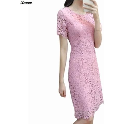 Women Elegant Wedding Party Sexy Night Club Dresses 2018 Summer New O Neck Short Sleeve Sheath Bodycon Lace Dress Vestidos Xnxee