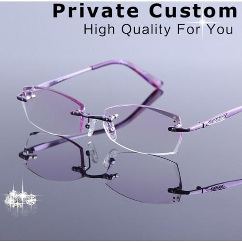 New Fashion Designer Eyeglasses Rimless Women Glasses Frame Female Optical Prescription Driving Reading Eye Glasses See Distance