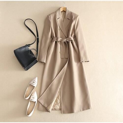 Women Trench Coat 2019 Autumn High Quality Elegant Trench Female Medium Length Red Trench Padded Outerwear Women New Arrival