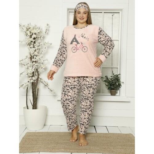 Womens Outsize Welsoft Fleece Pajamas set Salmon 20019