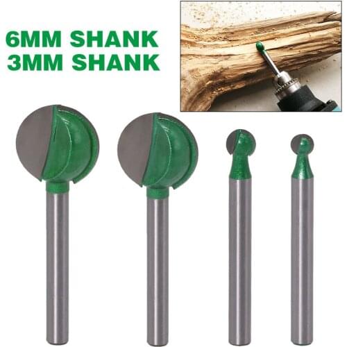 1pc 6mm Shank Ball Nose Round Carving Bit Cove CNC Milling Bit Radius Core Tungsten Carbide Router Bit for Wood