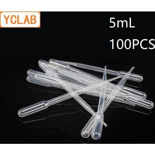 YCLAB 100PCS 5mL Disposable Dropping Pipette Pasteurized Plastic with Graduation Mark Laboratory Chemistry Equipment