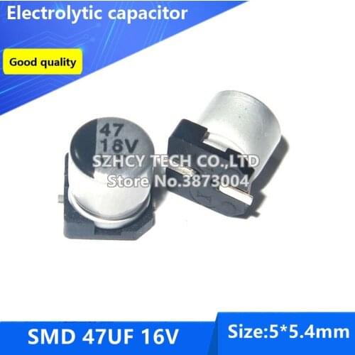 100pcs SMD 47UF 16V 5*5.4 Electrolytic capacitor