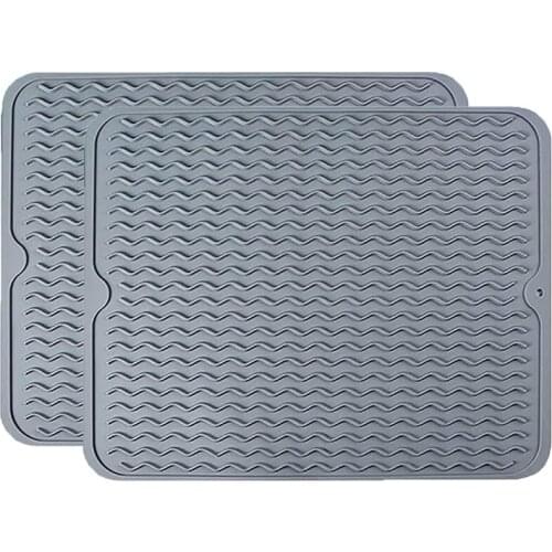 2 Pieces of Silicone Dish Drying Mats, Environmentally Friendly Heat-Resistant Mats, Suitable for Kitchen Counters