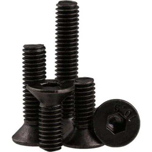 20pcs M2 10.9 level Black nickel countersunk heads Flat head Hexagon socket screw bolt 4mm-16mm Length