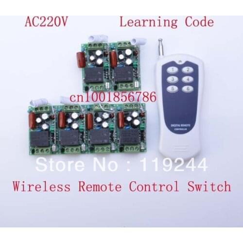 220V 1CH 315/433Mhz Learning Code Radio RF Wireless Remote Control Switch System 6 Receiver& transmitter