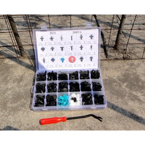 299pcs Push-Type Bumper Retainer Clip With Screwdriver Car Body Panel Fastener Trim Mould For Mercedes-Benz Subaru Suzuki