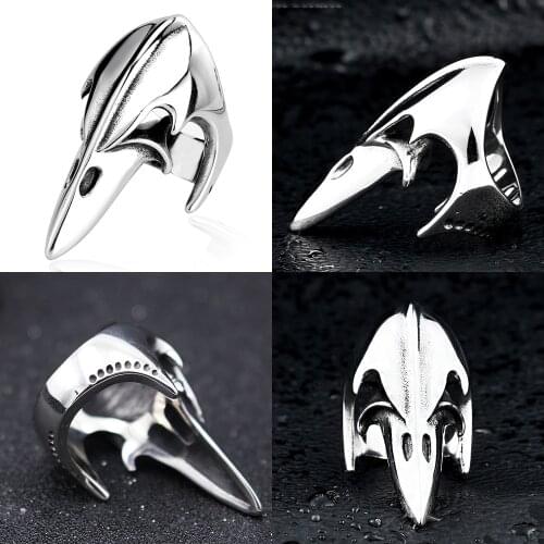 316L Crow Skull Men Calvarium Skull Punk Vintage Ring Gothic High Quality Stainless Steel Biker Rings Motorcycle jewellery