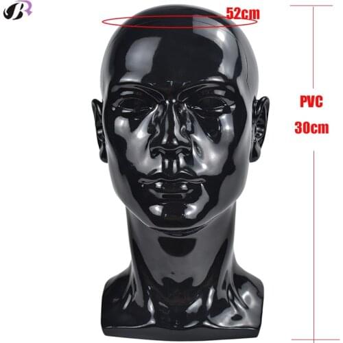 Boli PVC Mannequin Head Black Male Manikin Dummy Stand Model Display Hat Scarf Wigs Hair Glasses Hat Beauty Styling Tool
