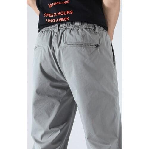 Ice Silk Korea Style Pants Men Fashion Elastic Waist Casual Man Ankle-Length Pants 2021 Summer Thin Trouser Men Black Khaki Gray