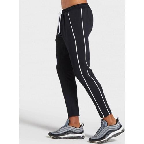 Autumn New Fashion Striped Stretch pants Men Casual Pencil Pants Jogger Trousers Bodybuilding Fitness Skinny Mens Gyms Sweatpant