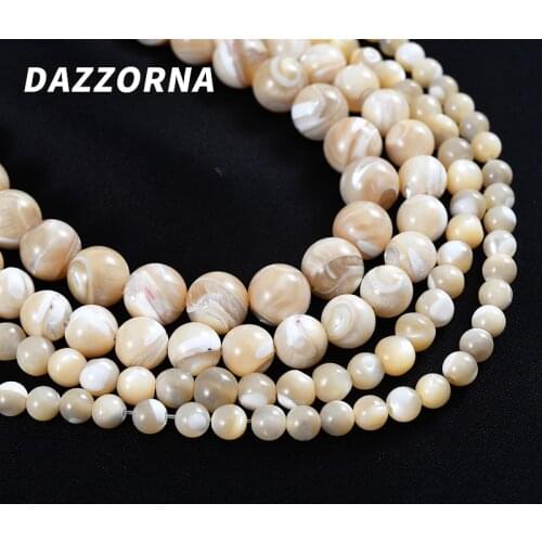 Charms Natural Shell Stone Beads 4/6/8/10mm Smooth Round Pearl Spacer Beads For Jewelry Making DIY Bracelet Necklace Accessories