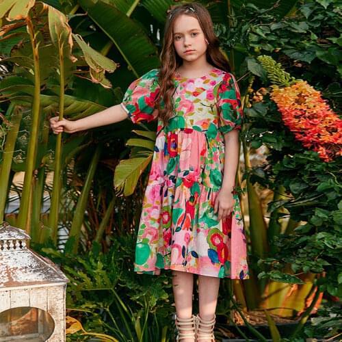 Floral Dress Short-Sleeved 2021 New Summer Beach Dresses Sister Dress Childrens Holiday Dress Mommy And Daughter Matching 131