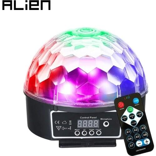 ALIEN 9 Colors LED Disco Ball DMX Crystal Magic Ball Stage Lighting Effect DJ Party Christmas Sound Activated Light With Remote