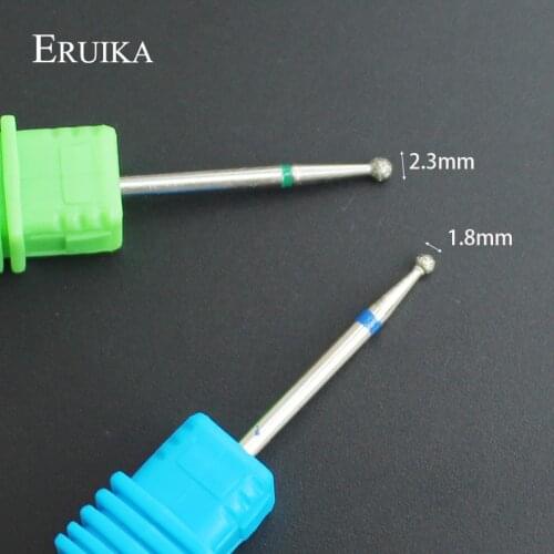 ERUIKA 2Pcs/set Round Diamond Nail Drill Bit Rotary Burr Milling Cutter Electric Manicure Machine Nail Art Clean Accessories