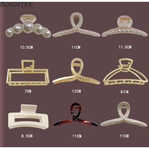 Headwear Women Geometric Princess Girls Ladies Hair Claw Clip Chic Popular Elegant Aesthetic Vintage Trendy Pearl Ins Large Size