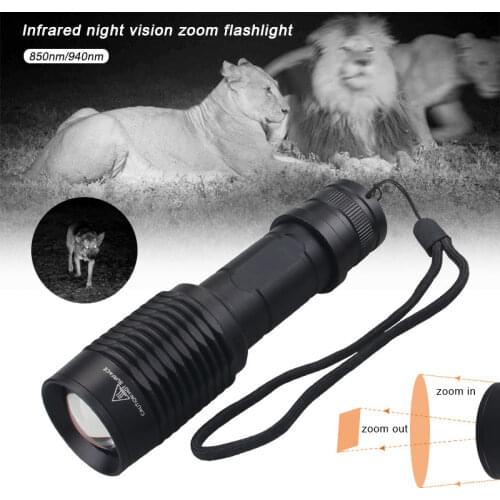 850nm/940nm Infrared Night Vision Zoomable Flashlight LED Waterproof Outdoor Hunting Torch with Remote Pressure Switch 18650
