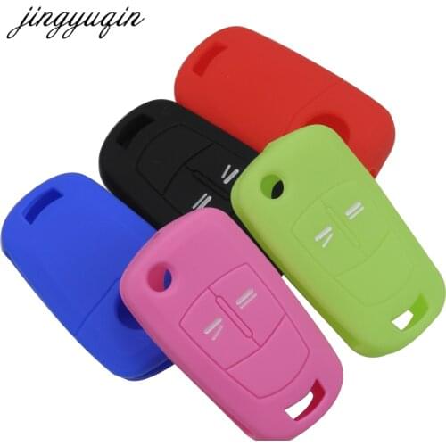 Jingyuqin 30pcs 2 Button Flip Remote Folding Car Key Cover Fob Case For Vauxhall Opel Corsa Astra Vectra Signum Silicone Cover