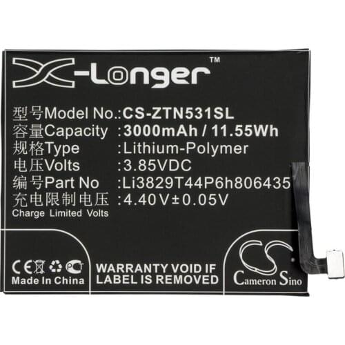 Cameron sino 3000mah battery for NUBIA NX531 NX531J Z11 Dual SIM TD-LTE for ZTE Nubia M2 Lite Li3829T44P6h806435