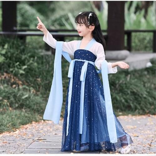 Tang suit Photography Dress Hanfu Ancient Chinese Traditional Clothes Girls Stage Dance Performance Dress Kids cheongsam dress