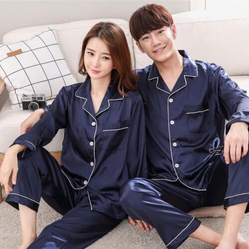 Summer New Korean Version of The Simulation Silk Couple Pajamas Short Sleeve Trousers Men/Women pijamas Home Service Suit