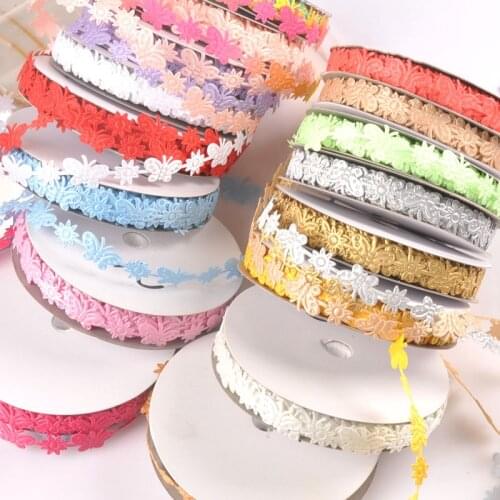 Multicolor Butterfly lace fabric home decor Sewing Accessories lace Ribbon DIY Embroidered Fabric Wedding packing 1.4cm c2409