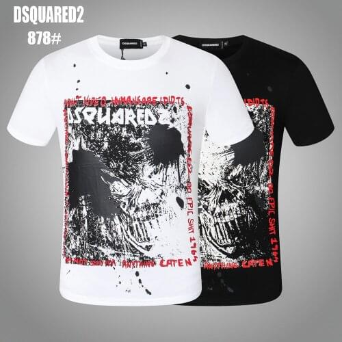 DSQUARED2 Mens Top Clothing Printed Letters Round Neck Short Sleeve Street Hip Hop Pure Cotton Tee T-Shirt