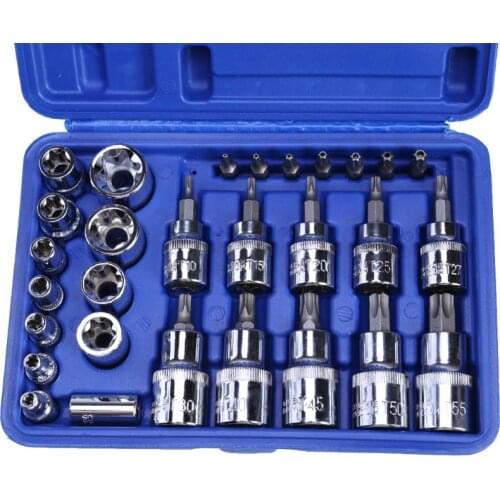 29Pc Security Star Torx Sockets Set Bit Male Female Sockets Ratchet Screwdriver Bit Socket Set