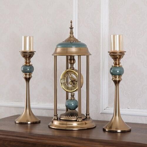 Retro Table Clock Ornaments Desk Alarm Clock Battery Operated Silent Desktop Pendulum Clock Living Room Indoor Home Decoration