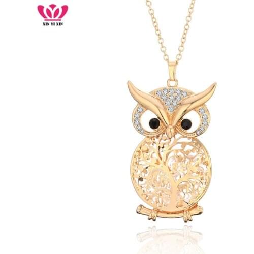 New Design Big Owl Tree Of Life Crystal Long Necklace & Pendant For Women Gold Silver Color Tree Pendant Jewelry Wholesale