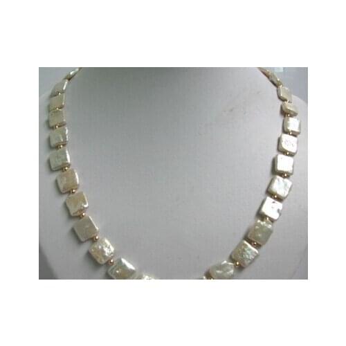 11.22 10mm white square freshwater pearl necklace