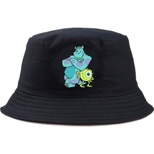Disney Monsters Sulley Mike Bucket Hat Harajuku Graphic Fashion Outdoor Summer Reversible Panama Cartoon Man Women Beach Hat