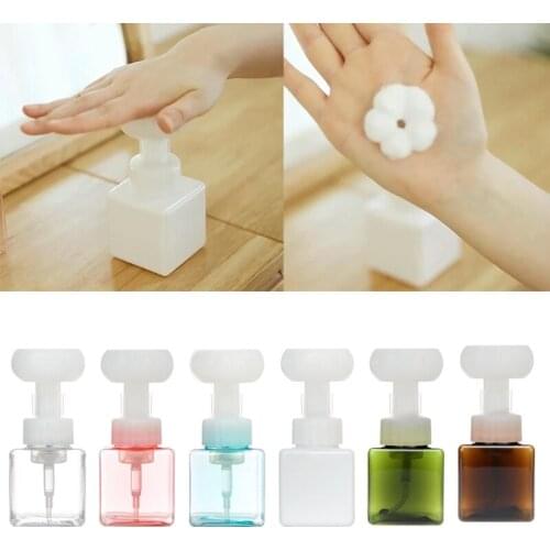 Flower-shaped Foaming Hand Soap Pump Bottle Transparent 250ml Refillable Container for Lotion Shampoo Conditioner Empty Soap Di