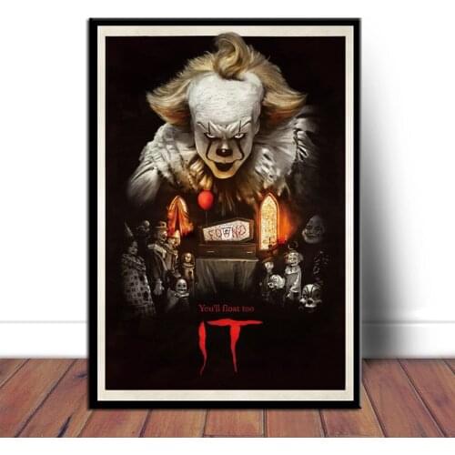Poster IT Horror Movie Stephen King Pennywise Posters and Prints Canvas Painting Wall Art Picture for Living Room Home Decor