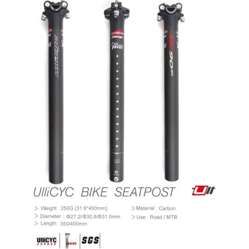 Ullicyc Hot Sale 3K Matte Full Carbon Fibre Bike Seatpost Two Bolts Style Seatpost Red/Green/Blue LogocSticker Bicycle Parts