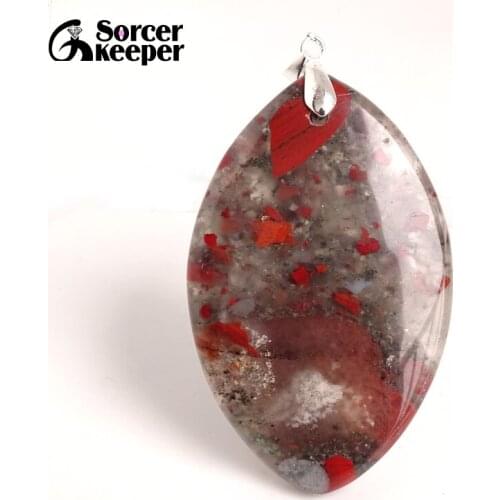 Natural Gem Stone Bloodstone Pendant Fit DIY Necklace Water Drop Slide Healing Crystals Beads for Women Men Jewelry Making BA428