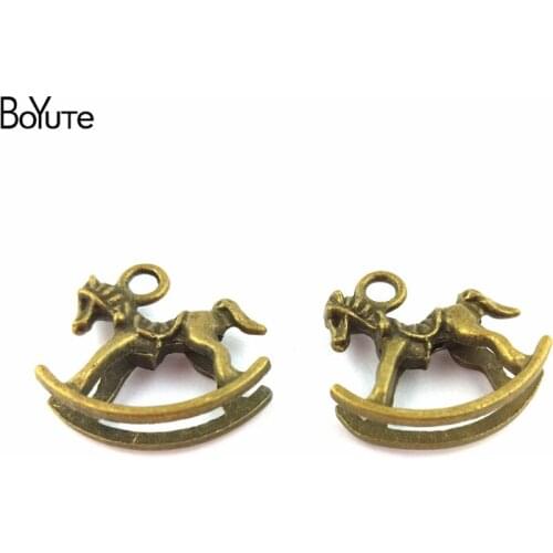 BoYuTe (40 Pieces/Lot) 20*20*7MM Charms Rocking Horse Antique Bronze Plated Pendants Charms for Jewelry Making Diy Handmade