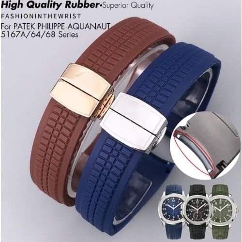 21mm Rubber High Quality Natural Soft Fluorine Watchband Fit For Patek Aquanaut Philippe For 5164a 5167a-001 Watch Strap Band