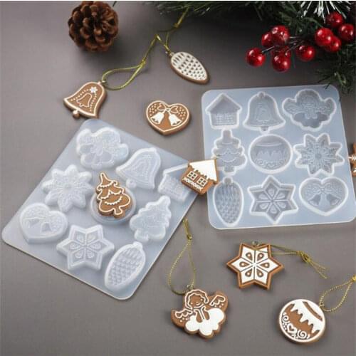 Christmas DIY Crystal Epoxy Mold Christmas Tree Snowflake Elk Pendant Silicone Mold Keychain New Year 2022 Listing Jewelry Resin