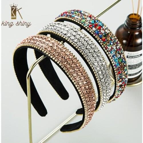 Chic Full Colorful Rhinestone Headband for Woman Boutique Shiny Crystal Hairband Female Wedding Party Hair Accessories Headwear