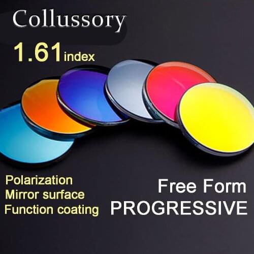 1.61 Index Optical Free Form Progressive Prescription Reading Sunglasses Lenses Multifocal Mirror Reflection Coating Driving Len