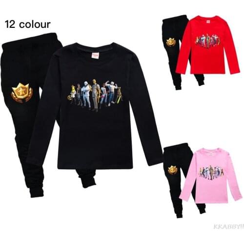Fortnite Cartoon Kids Boy Sweatshirt Sets Girls Autumn Clothing Children Casual Tracksuit Pants