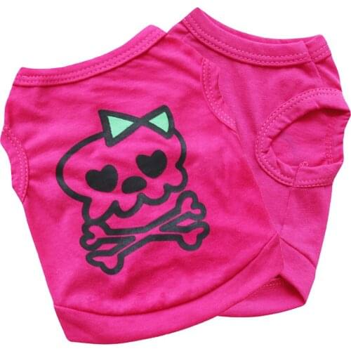 Pet Supplies Summer New Good Quality Comfortable Breathable Print Bow Skull T-shirt Vest Shirt Short Sleeve Puppy Dog Clothes
