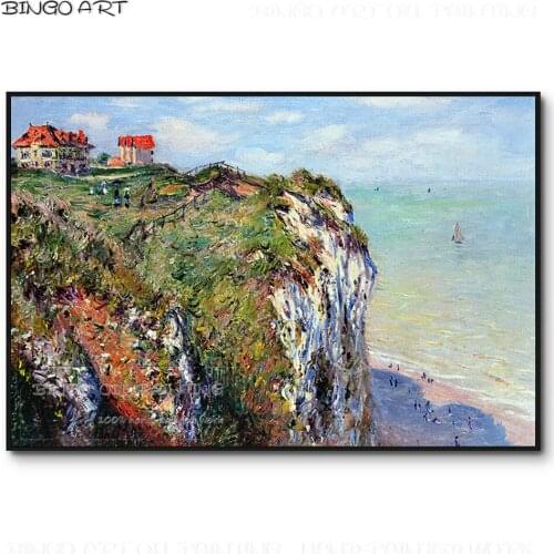 Reproduce Cloud Monet Famous Oil Painting Cliff by The Sea Painting Hand-painted Cloud Monet Canvas Painting Cliff Oil Painting